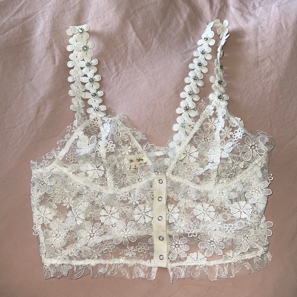 For Love and Lemons Pearl and crystal top